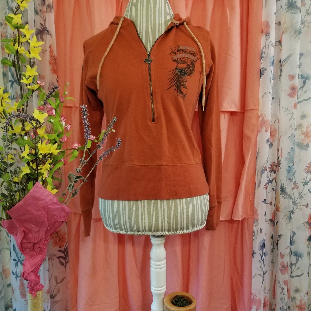 🌻🌺🌻HARLEY DAVIDSON BURNT ORANGE HOODIE JACKET!!